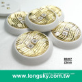 (#B6057) two holes gold plating white rim two parts assembled white garment plastic button